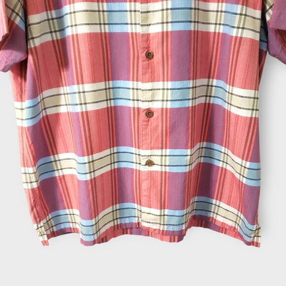 Tommy Bahama Mens Silk Cotton Red Plaid Button Up Shirt XXL Casual Preppy - Picture 3 of 12